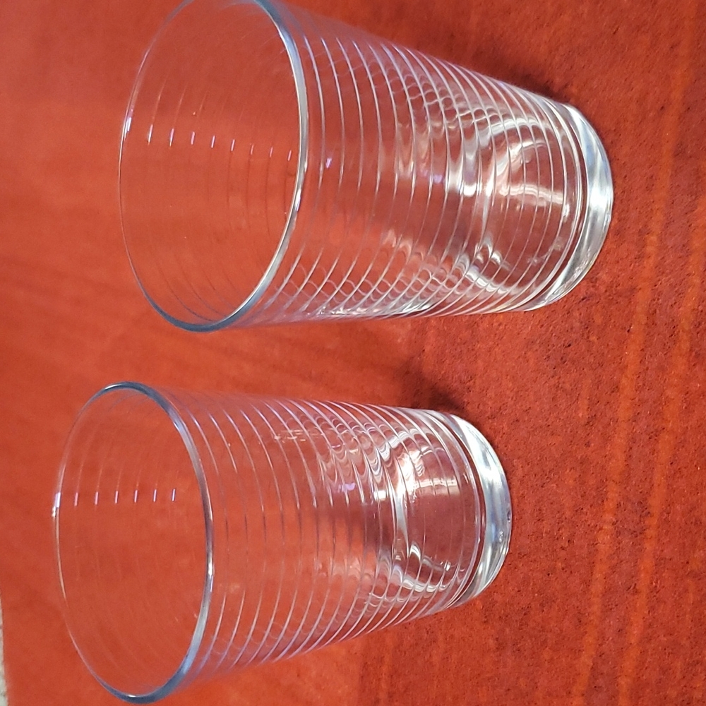 Set of 2 Pasabahce Lined Design Small Glasses